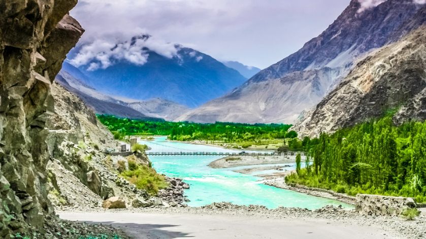 Road of Chitral with beautiful mountains