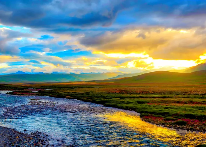 Stunning sunset over the Deosai National Park in Northern Pakistan.