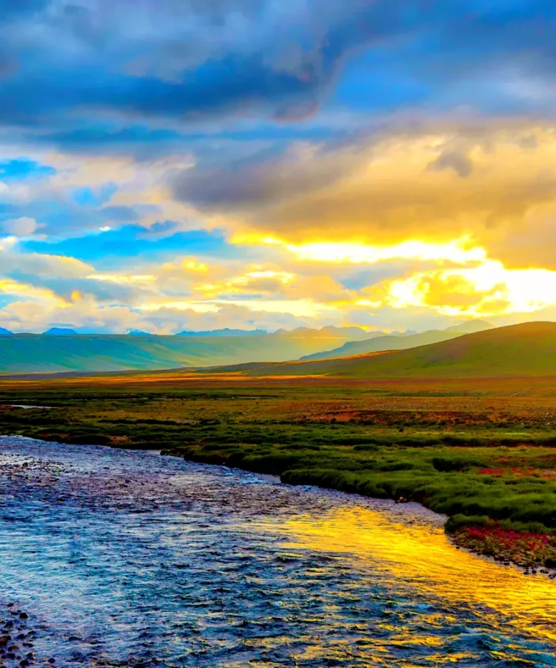 Stunning sunset over the Deosai National Park in Northern Pakistan.