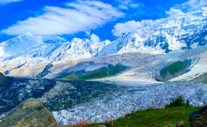 Rakaposhi Peak and glacier in the Gilgit-Baltistan region of Pakistan.