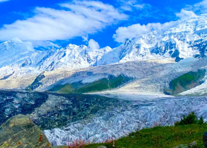 Rakaposhi Peak and glacier in the Gilgit-Baltistan region of Pakistan.