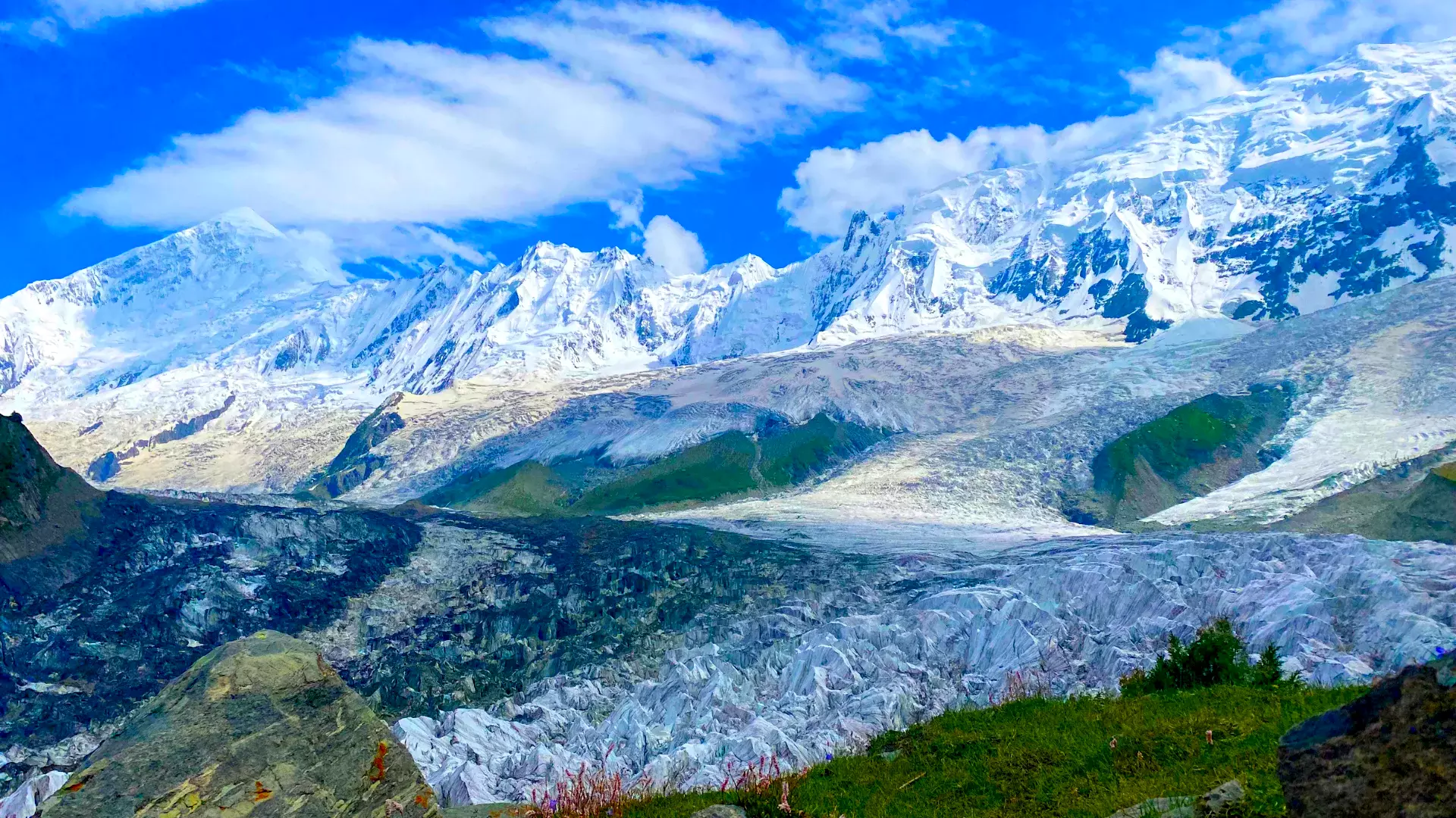 Rakaposhi Peak and glacier in the Gilgit-Baltistan region of Pakistan.
